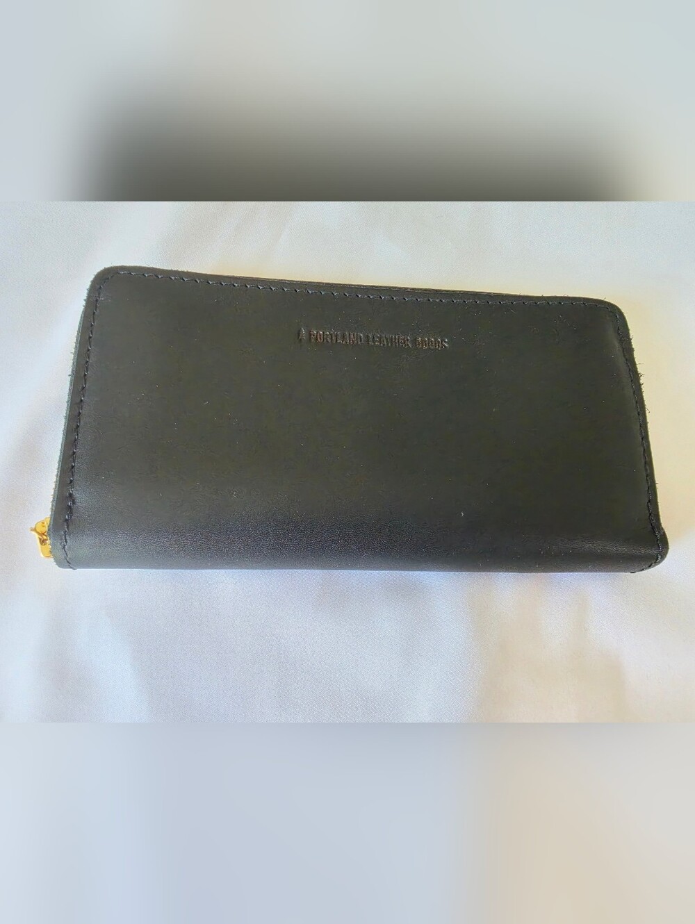 Portland Leather Large Accordion Zip Wallet - Smooth Black